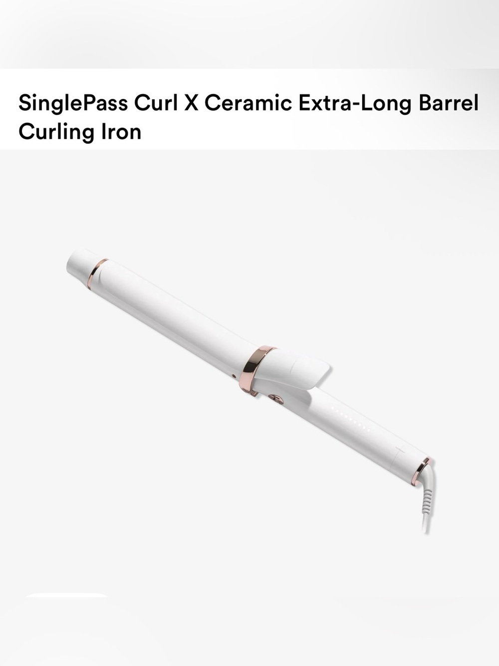 T3 SinglePass Curl X Ceramic Extra-Long Barrel Curling Iron 1.25" White